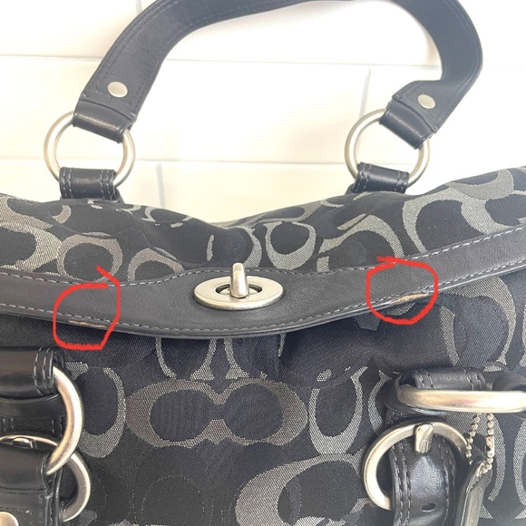 Coach Black Sateen Monogram Turn-lock Leather and Suede Satchel, F06Q-10145 - Picture 12 of 16